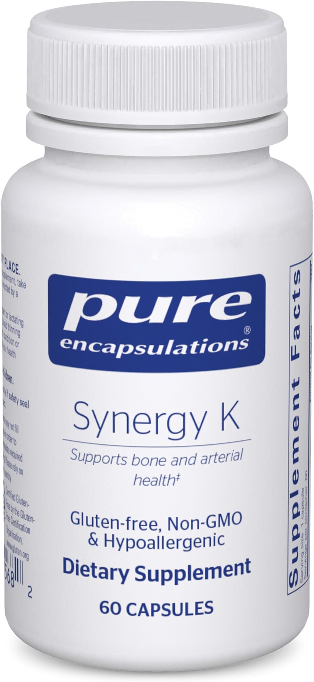 Synergy K - with Vitamin K1, K2 & D3 - Supports Bones, Blood Vessels, Vascular Elasticity & Calcium Utilization* - Includes Cholecalciferol - Gluten Free & Non-GMO - 60 Capsules