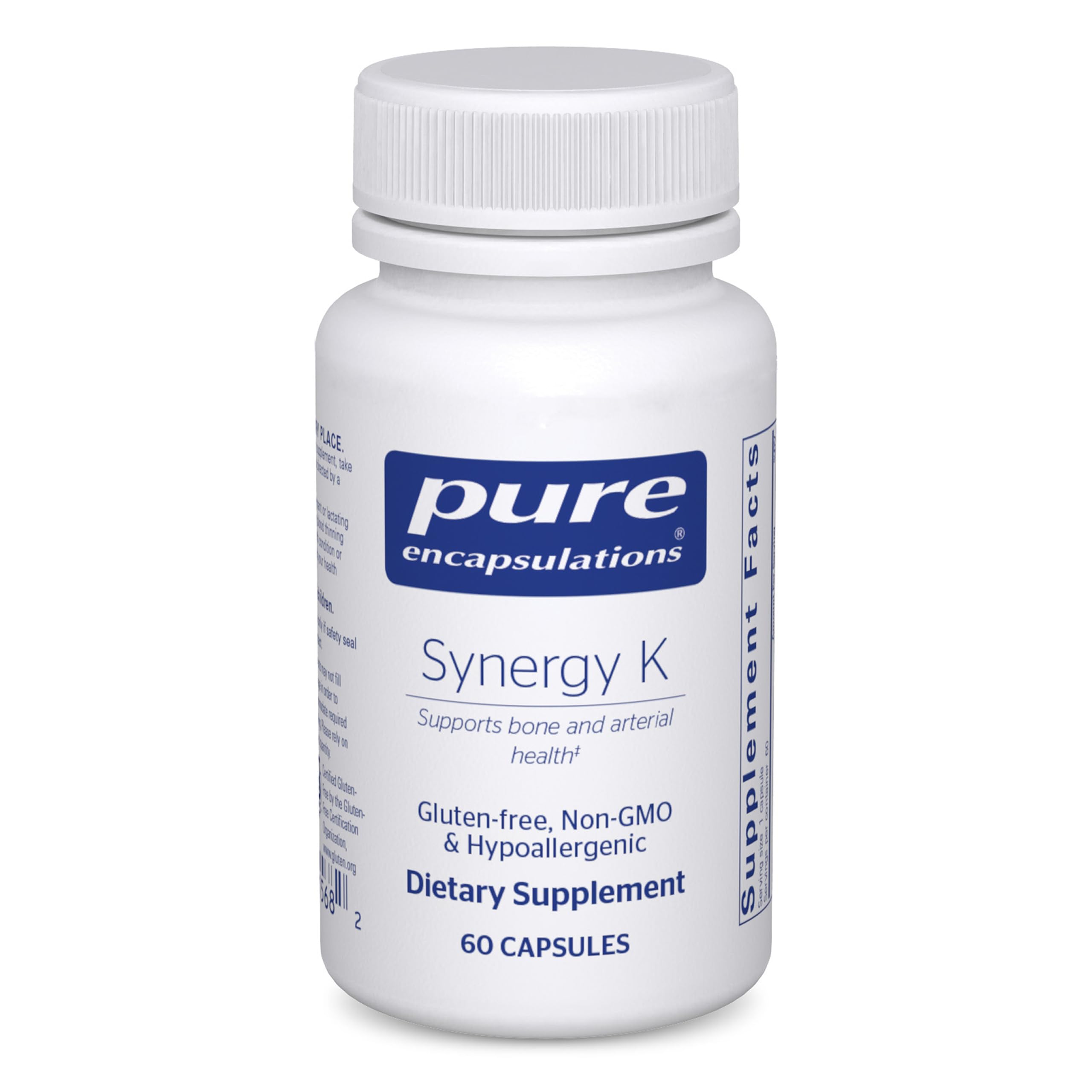 Synergy K - with Vitamin K1, K2 & D3 - Supports Bones, Blood Vessels, Vascular Elasticity & Calcium Utilization* - Includes Cholecalciferol - Gluten Free & Non-GMO - 60 Capsules