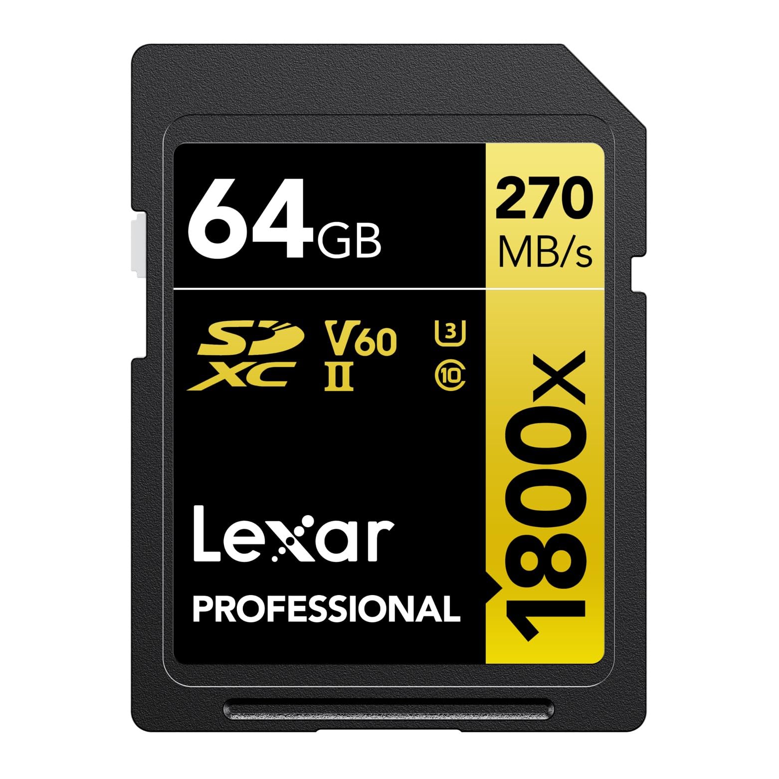 Lexar Professional SDXC Card, 64 GB, GOLD Series, 1800x UHS-II