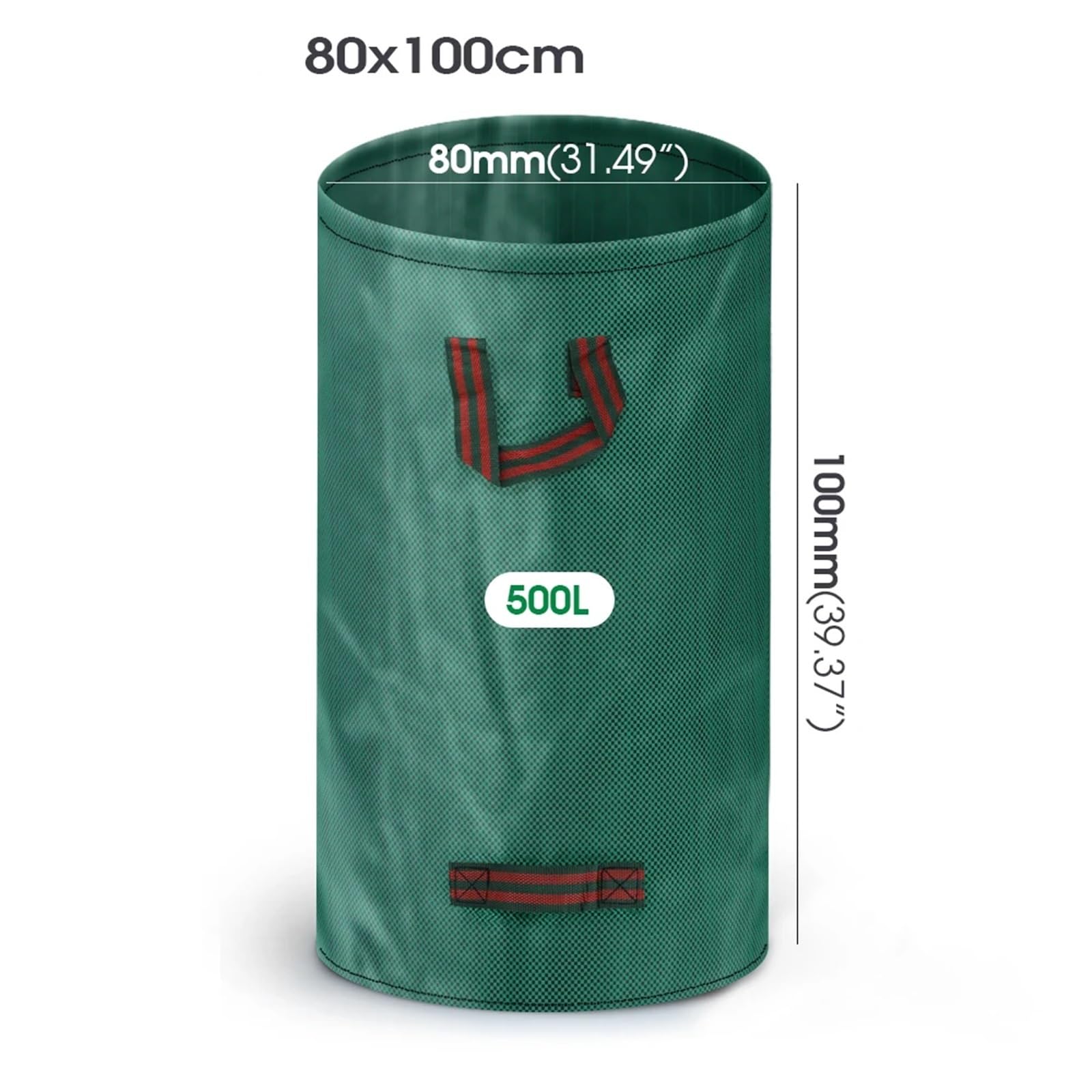 2 Stück 60L-500L Wiederverwendbarer PP-Stoff-Gartensack, Große Kapazität, Laubsack, Leichter Müll, Faltbar, For Im Freien FüR Laub(80x100cm-500L)