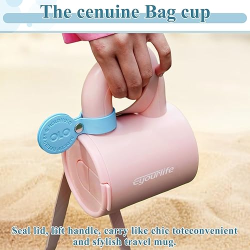 Miniatura 4 de Eyourlife Taza de viaje con forma de bolso de viaje, botella de agua portátil a prueba de fugas para café, agua, té, bebidas frías y calientes,