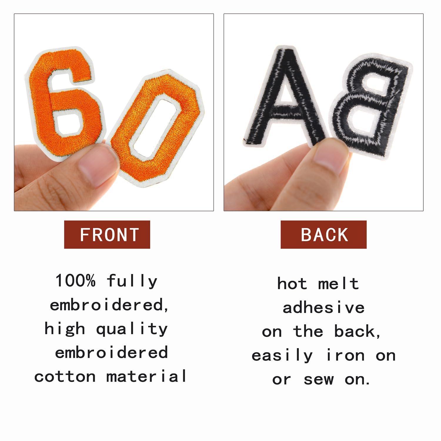 Parches de números de hierro, 40 piezas, parches de números bordados con números del 0 al 9 para accesorios de bricolaje, sombreros, camisas, jeans, calcetines, bolsos, vestidos (rojo)