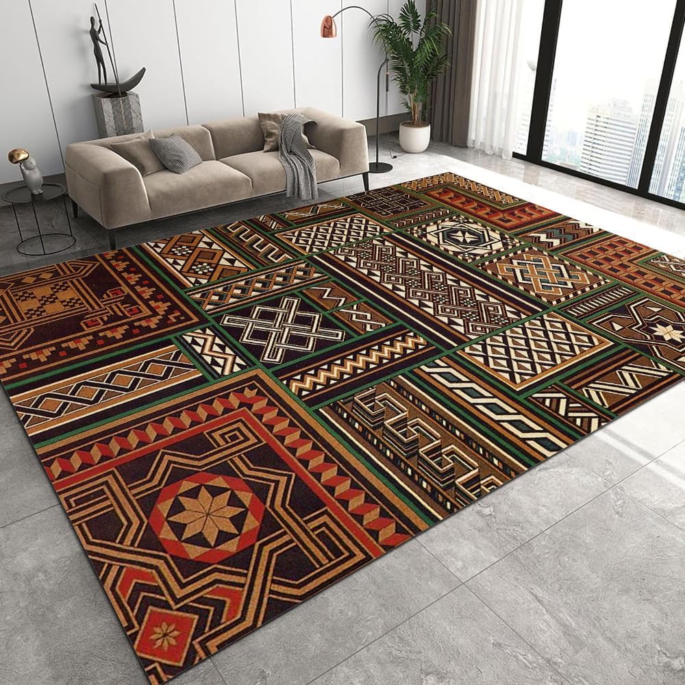 African Style Traditional Ethnic Runner Rugs 2x4 Geometric Upholstery Fit Under Door Rugs for Entryway, Kitchen Runner Rug Soft Non Slip Washable for Sink Entryway Hallways Indoor