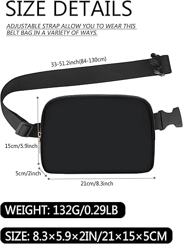 Miniatura 5 de Cangurera unisex para mujeres y hombres, mini-cinturón de 1 litro con correa ajustable, bolsa cruzada de nailon ligero para entrenamiento, correr,