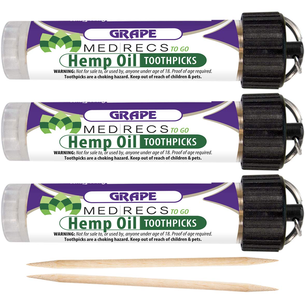 Amazon.com: MedRecs To Go Hemp Oil Infused Toothpicks 3 Pack Set