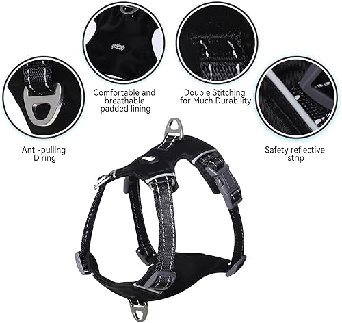 Miniatura 7 de Youfirst Arnés transpirable sin tirones, chaleco reflectante ajustable y acolchado suave para mascotas y asa de fácil control para caminar, entrenar