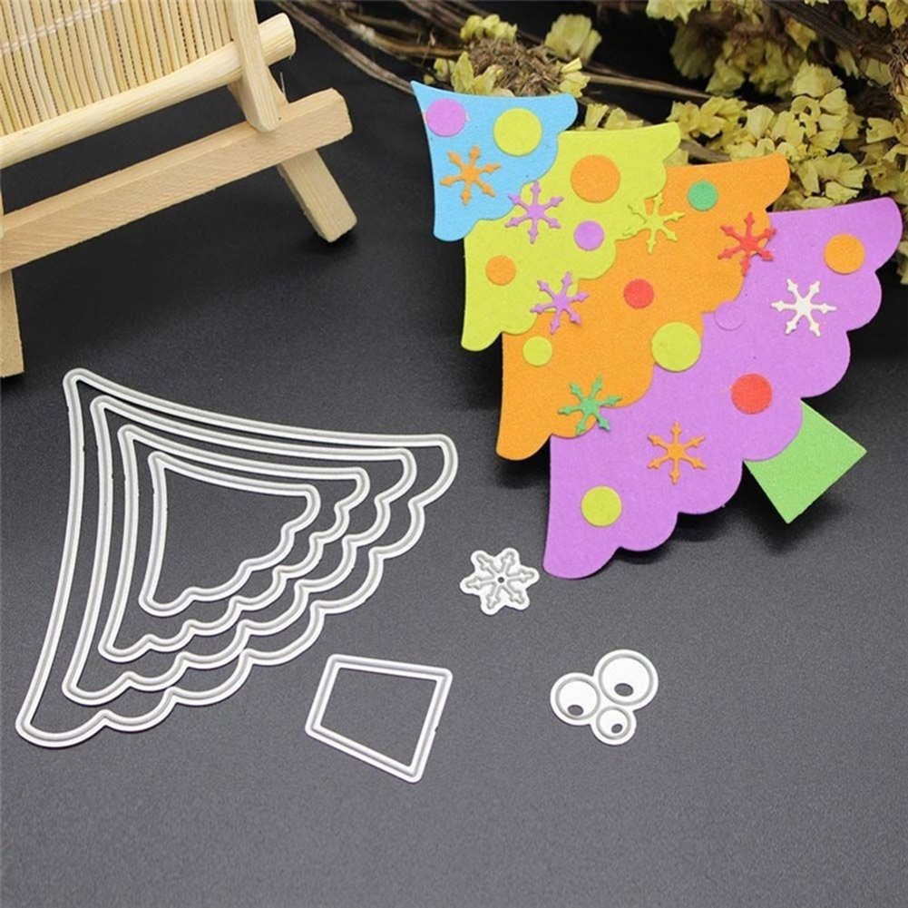 Gemini_mall 1Pc Christmas Tree Christmas Tree Metal Cutting Dies Stencil Scrapbook Diy Craft Gifts Xmas Card Making Decor