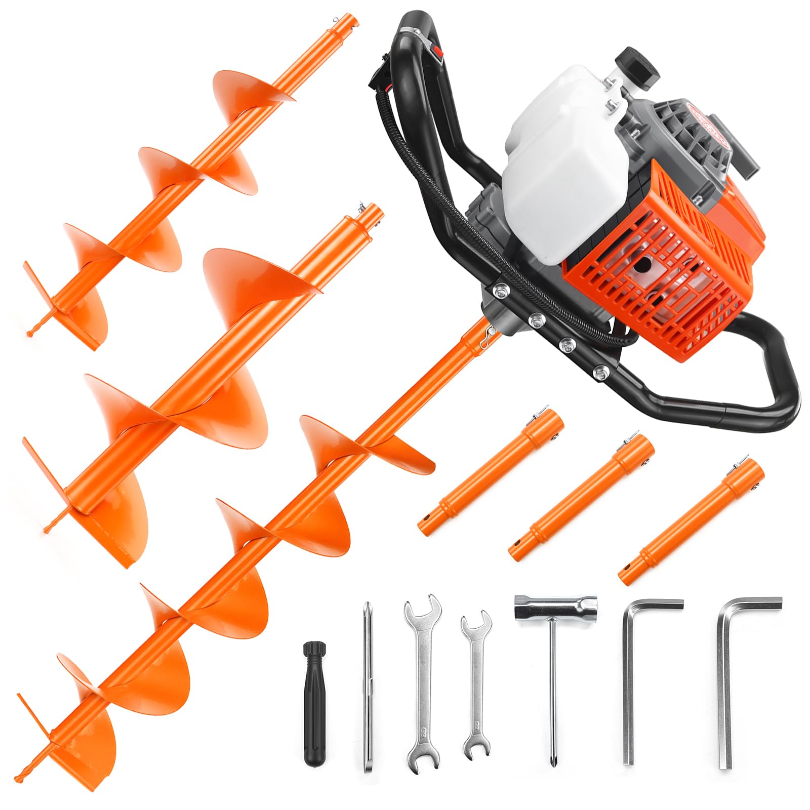 NEO-TEC 72CC Post Hole Digger Gas Powered Auger with 6" 8" 10" Bits &amp; 3 Ext