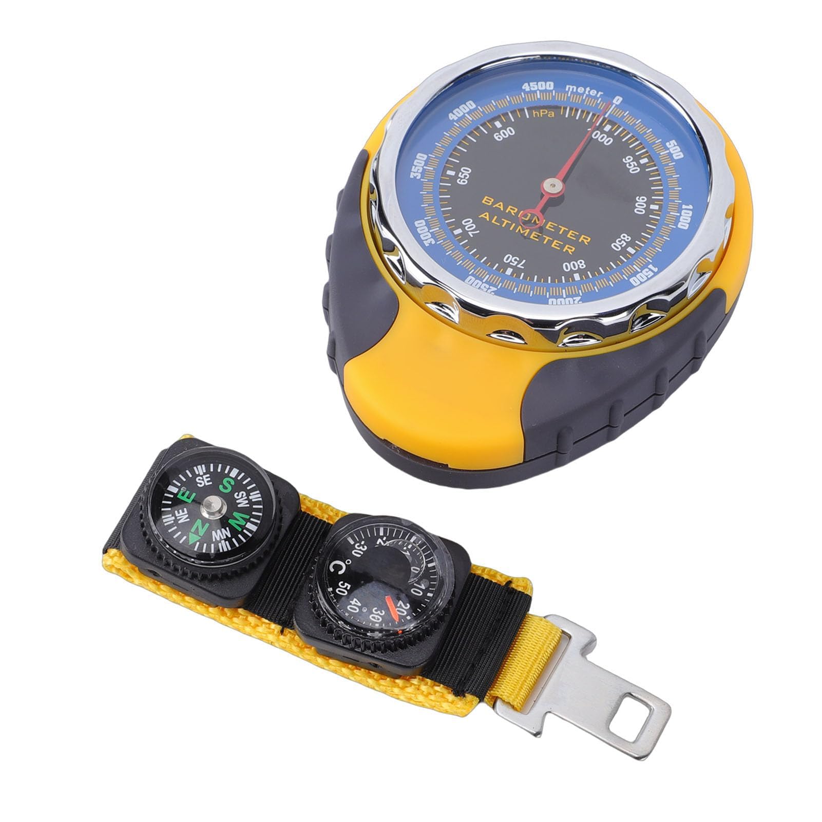 Ejoyous Altimètre à Pointeur, Matériau ABS, Instrument Extérieur 4 en 1 avec Compteur de Température d'altitude et Baromètre pour la Randonnée et l'aviation