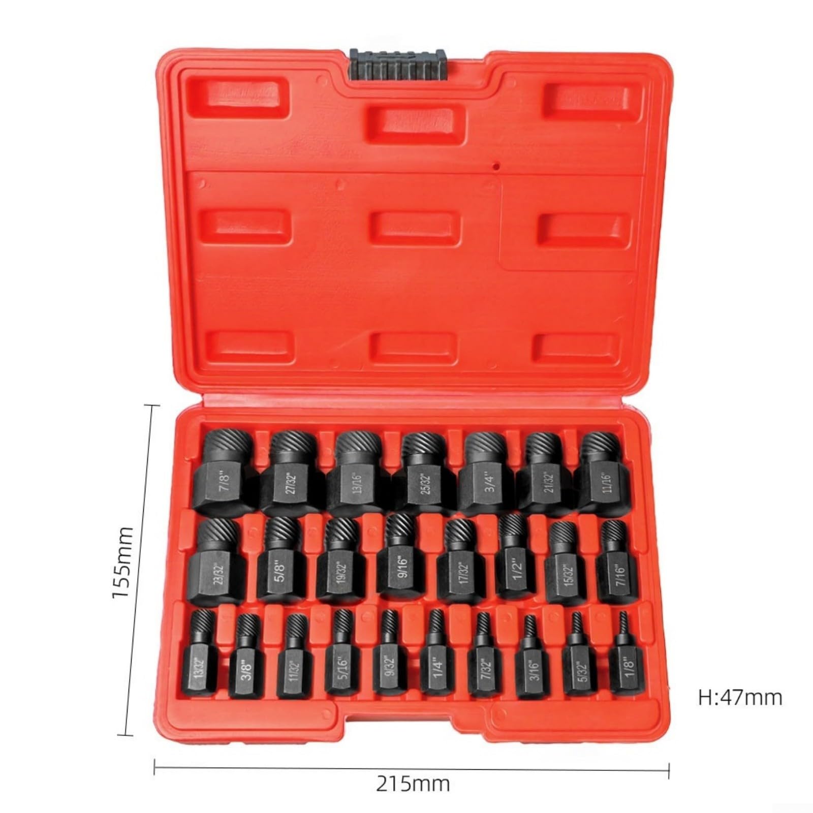 Set di estrattori per viti a testa esagonale, per viti in acciaio CRV per viti rotte e raccordi, kit da 25 pezzi con custodia