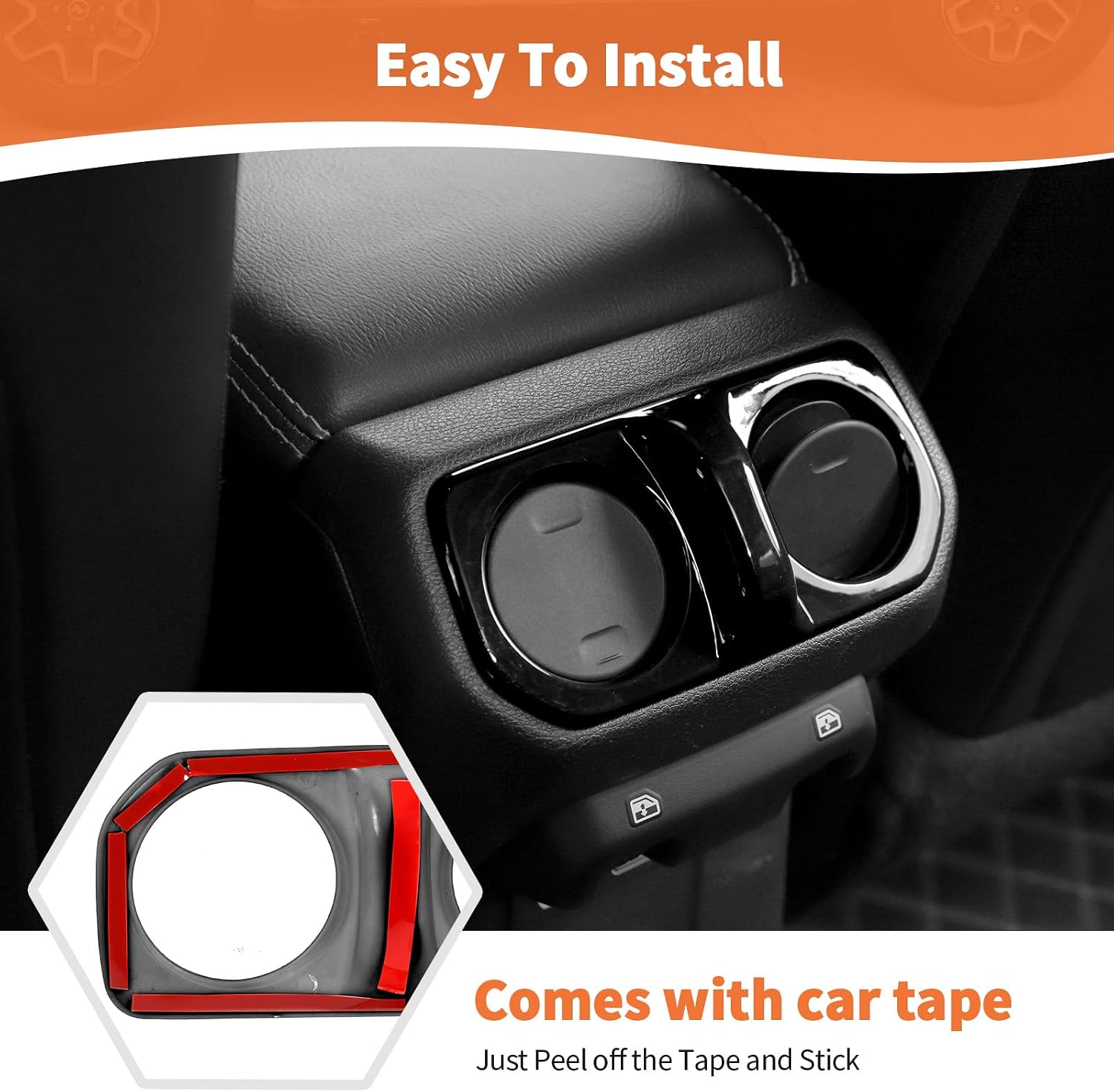 RT-TCZ for Jeep JLU Rear Air AC Vent Cover Trim Panel for Jeep Wrangler JLU 2018-Present for Gladiator JT 2020-Present Black Interior Accessories 4 Doors