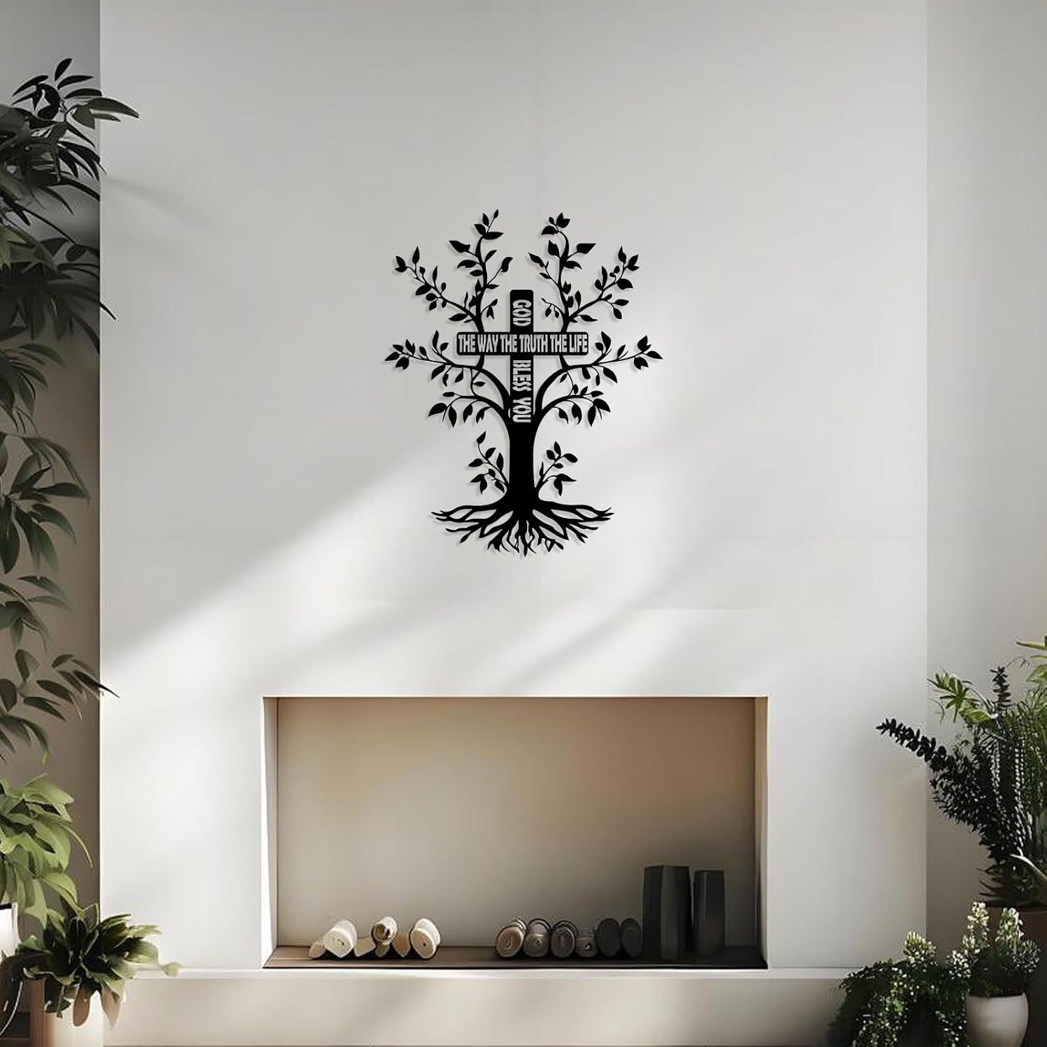 Harikikochuu Cross Wall Decor -Tree of Life Wall Art Metal Jesus Wall Decor for Home Inspirational Wall Cross for Home Decor. (Size:16.1 * 12.6in)