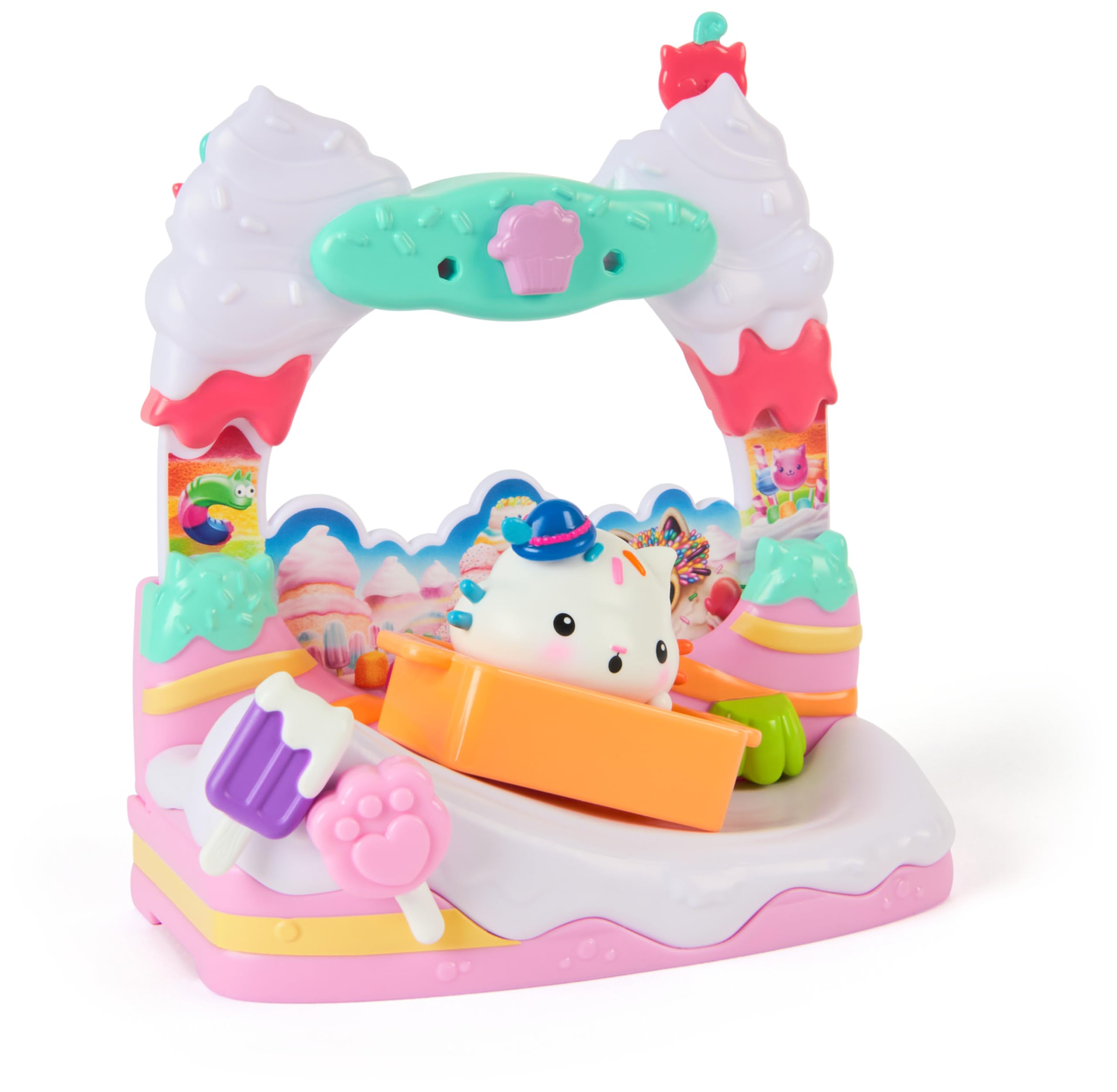 Gabby's Dollhouse: The Movie, Cakey Cat's Sweet Treat Balcony with Toy Figure & doll's house accessories, Kids Toys for Girls & Boys Ages 3 and Up