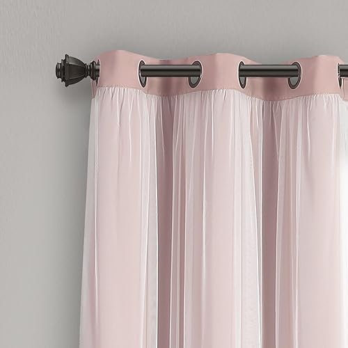 Miniatura 5 de Lush Decor - Panel de cortinas traslúcidas con ojales, con forro opaco aislante, juego de cortinas para oscurecer la habitación (par), 38 pulgadas