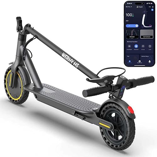 WERHY Electric Scooter with 8.5"/10" Solid Tire, 350W/500W Powerful Motor & 19/22 MPH Top Speed, 16/25 Miles Long Range, Folding E Scooter with Dual Braking for Teens and Adults