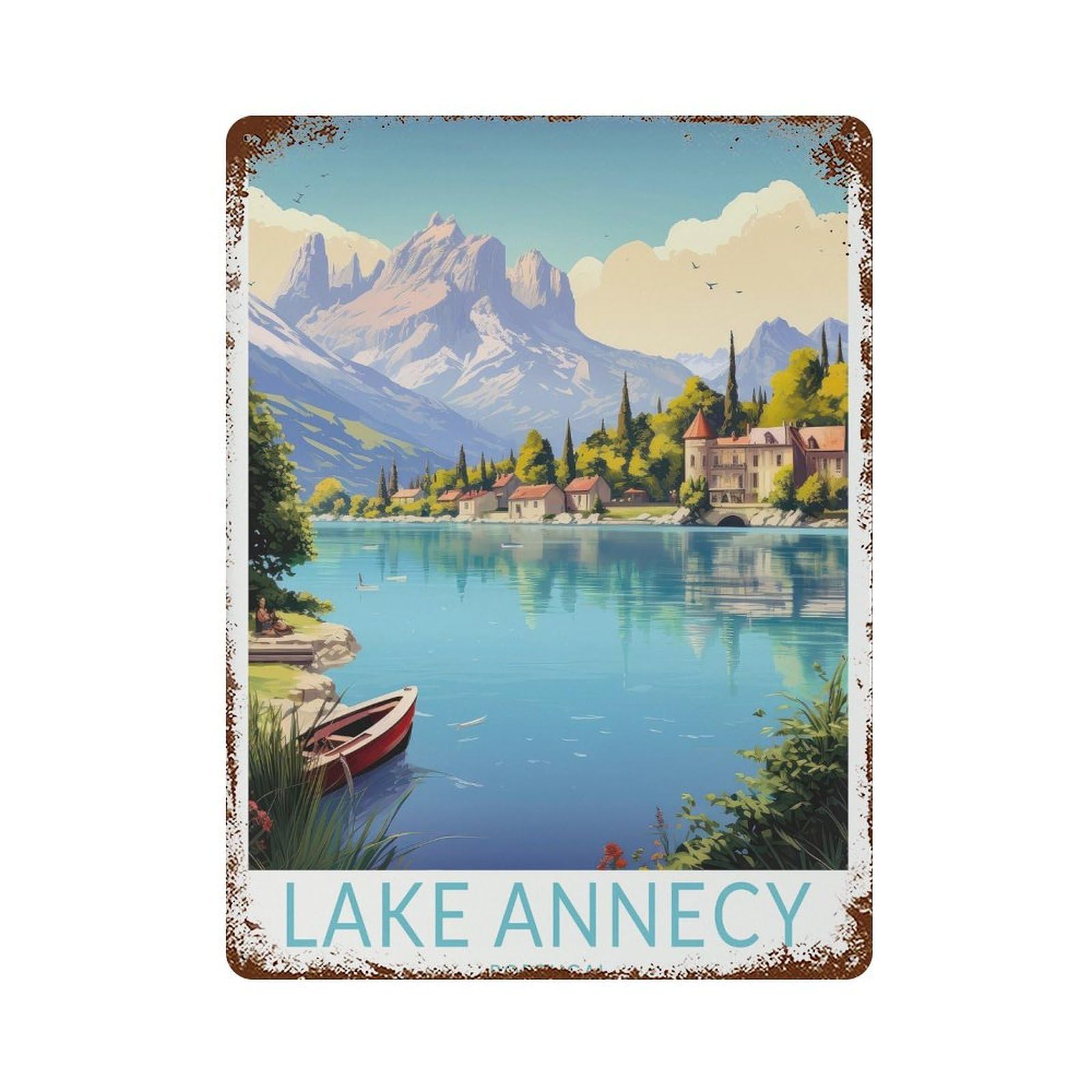 xiaoxiaoshen Lake Annecy Portugal Travel (2) Wall Decor Art Metal Tin Poster Modern Home Decor Art Home Bar Shop Decorations Vintage Sign 40x30cm