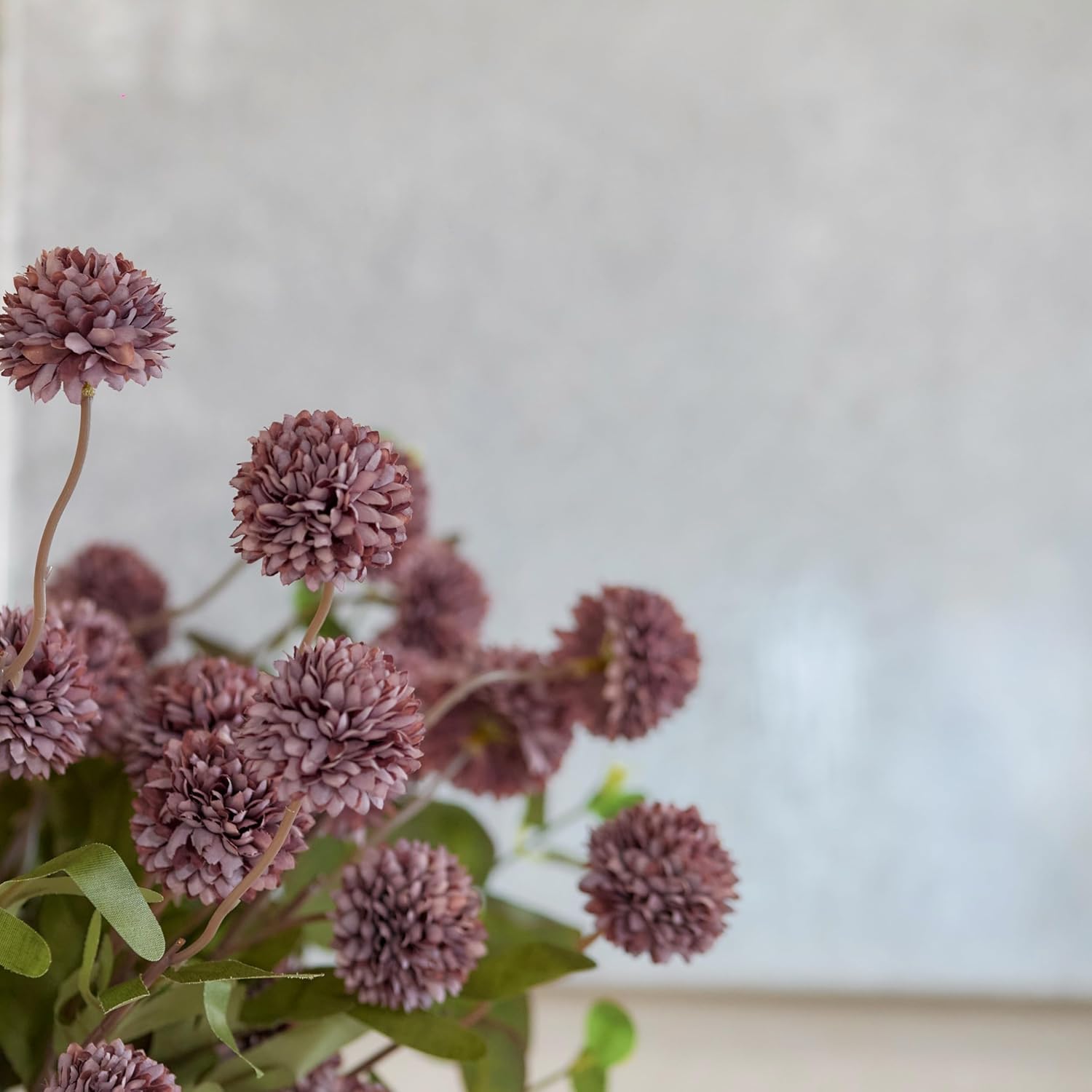 WILD WORKS Artificial Chrysanthemum Flowers Valentines Day Decoration, 10 Stems Faux Silk Pompon Mum Balls with Bendable Stems, Fall Wedding Centerpieces Decor, DIY Bouquet Fillers(Purple)