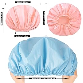 Jumbo Size Shower Cap 2 PCS Waterproof Shower Caps for Women, Extra Large Shower Cap, Reusable Super Large Bath Caps Hair Cap for Long Thick Curly Hair, Locs, Twist Braids - Pink + Blue