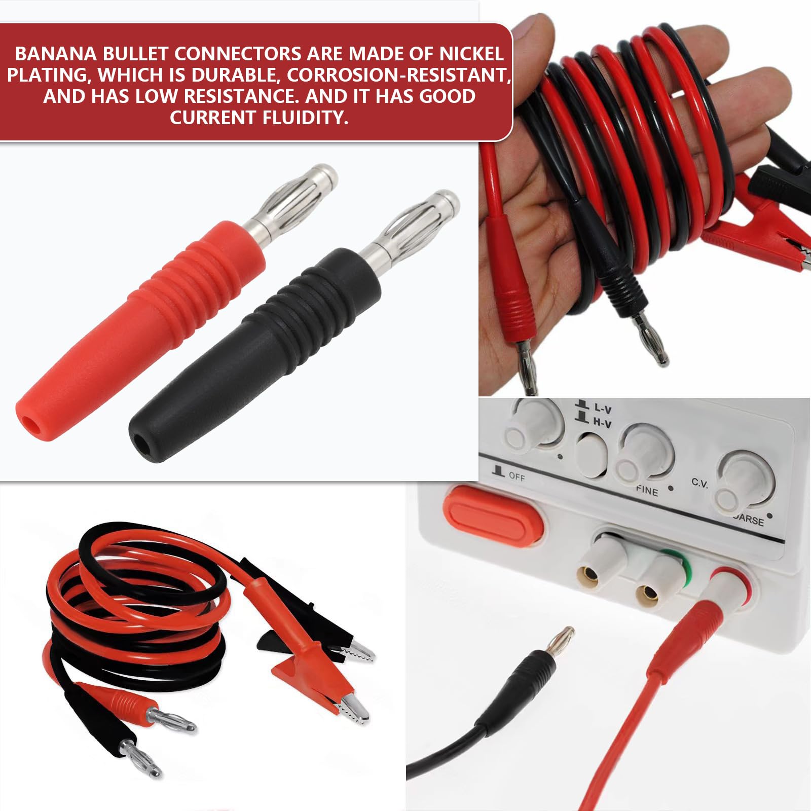 ECSiNG 4 works 3mm Banana Plug Nickel Plated Banana Plug Audio Speaker Connector Adapter Compatible with Hammant Controllers Compatible with Morgan Controllers - Image 3