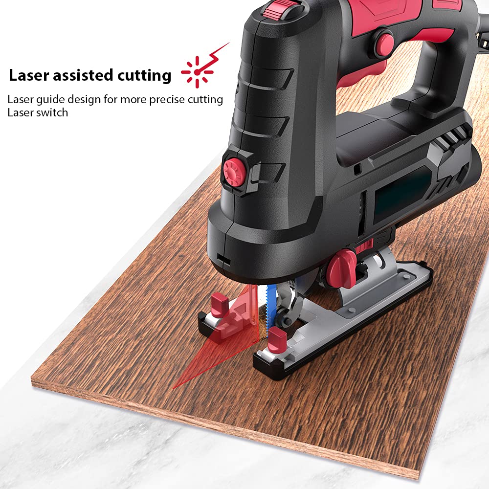 Seghetto Alternativo 800W Con Laser - 6 Velocità Regolabili - Taglio Legno E Metallo - Professionale - Foto 3