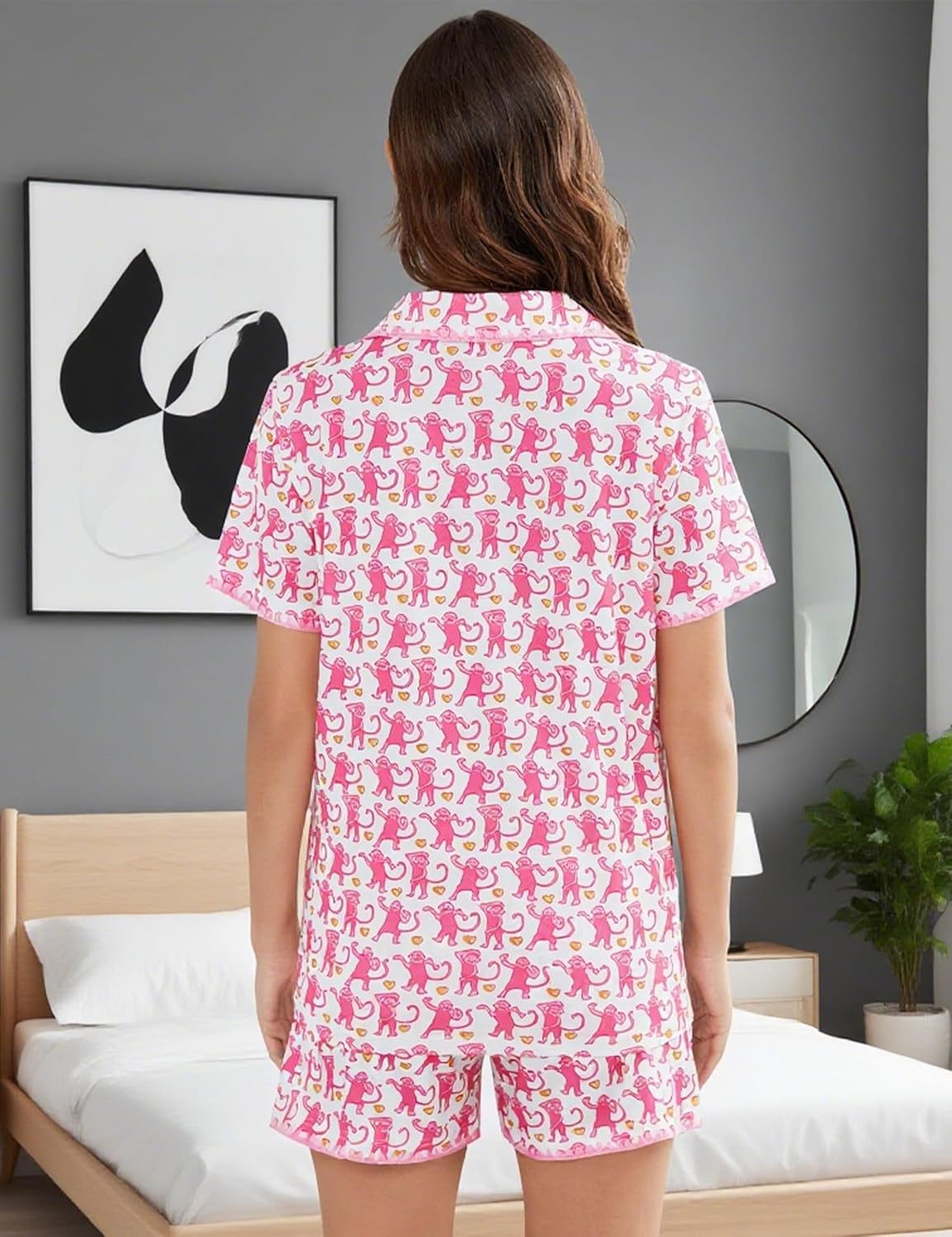 SWOMOG Womens Button Down Pajamas Set Short Sleeve Sleepwear Bride Soft Pj Lounge Sets XS-3XL - Image 4