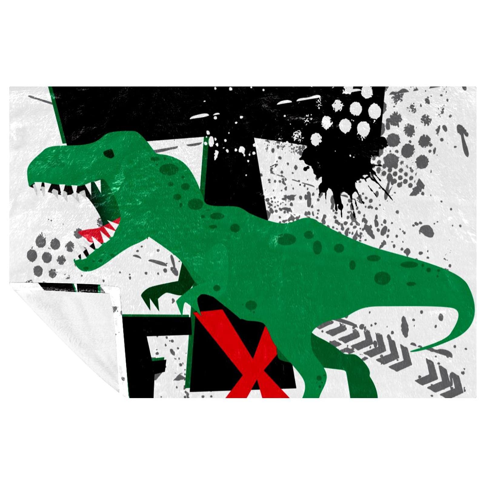 Plaid chaud dinosaure Rex 150 x 100 cm avec isolation thermique supérieure pour lit et canapé