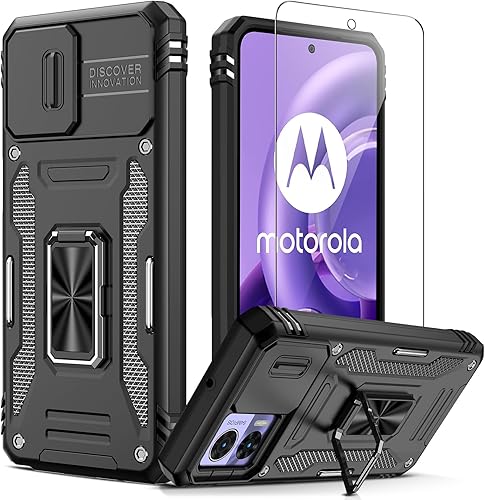 Miniatura 1 de FRLMOOES Funda para Motorola Moto Edge 30 Neo con 2 protectores de pantalla de vidrio templado, Motorola Moto Edge 30 Neo Kickstand con cubierta