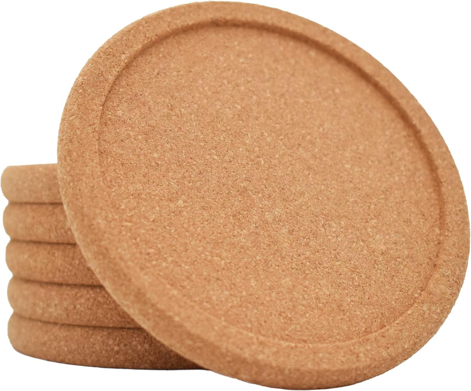 Cork Coasters for Drinks Absorbent - 6 Pcs 4 Inch with Lip Heat Resistant Reusable Drink Coaster Set Extra Thick Perfect Cups Mugs Glasses (6, 4X4)