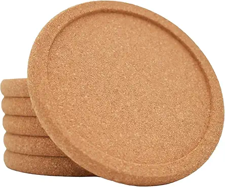 Cork Coasters for Drinks Absorbent - 6 Pcs...