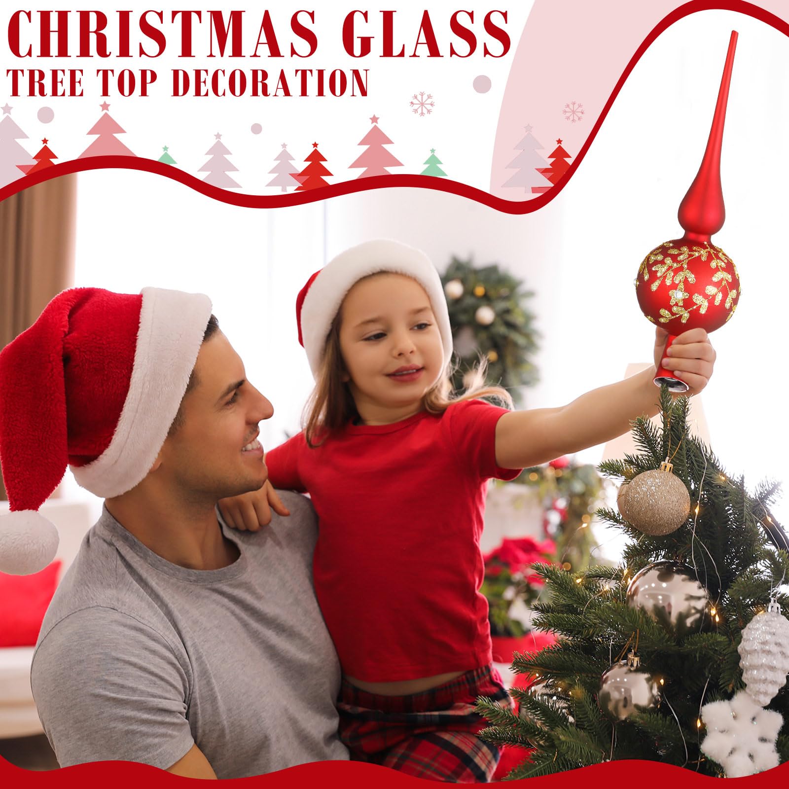 Gejoy Décorations sphériques en verre soufflé pour sapin de Noël avec fleurs sculptées - Convient pour la décoration de fête à la maison - 25 cm