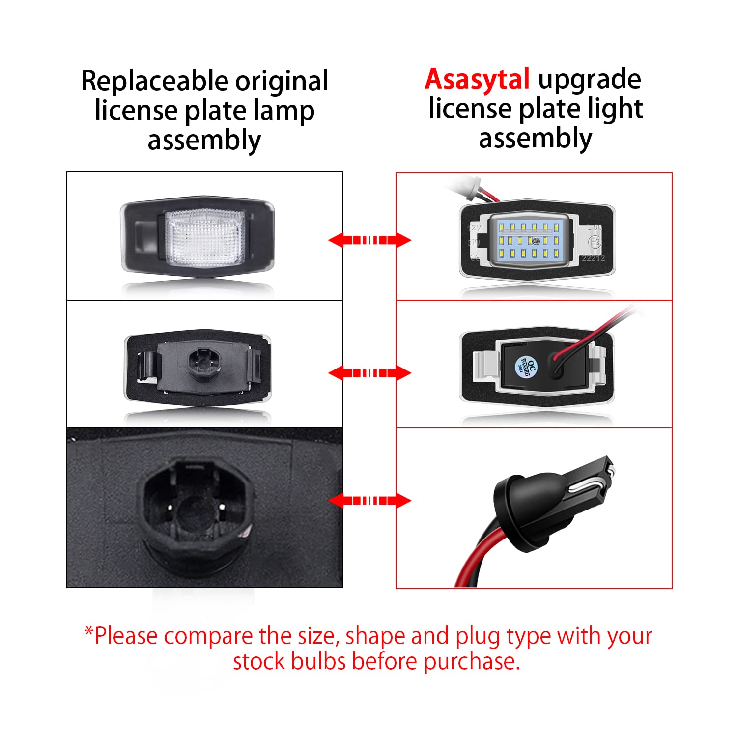 Feux De Plaque D'immatriculation LED Pour Mazda - Lot De 2, Blanc Froid, 12V 3W - Modèles 323, Protege, MX-5 NB, Etc.