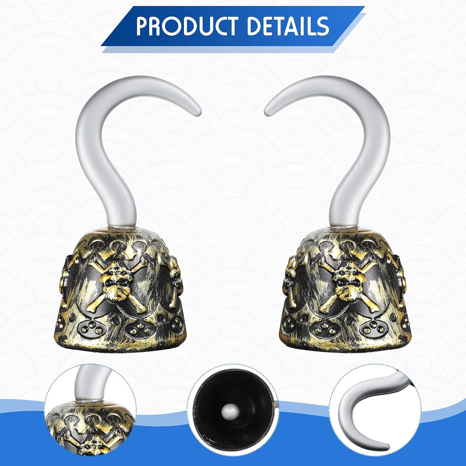 Sumind 2 Pieces Kids Pirate Hooks Captain Hook Cosplay Hand Plastic Hook Pirate Costume Accessory for Halloween Party Kids Children and Women : Clothing, Shoes & Jewelry