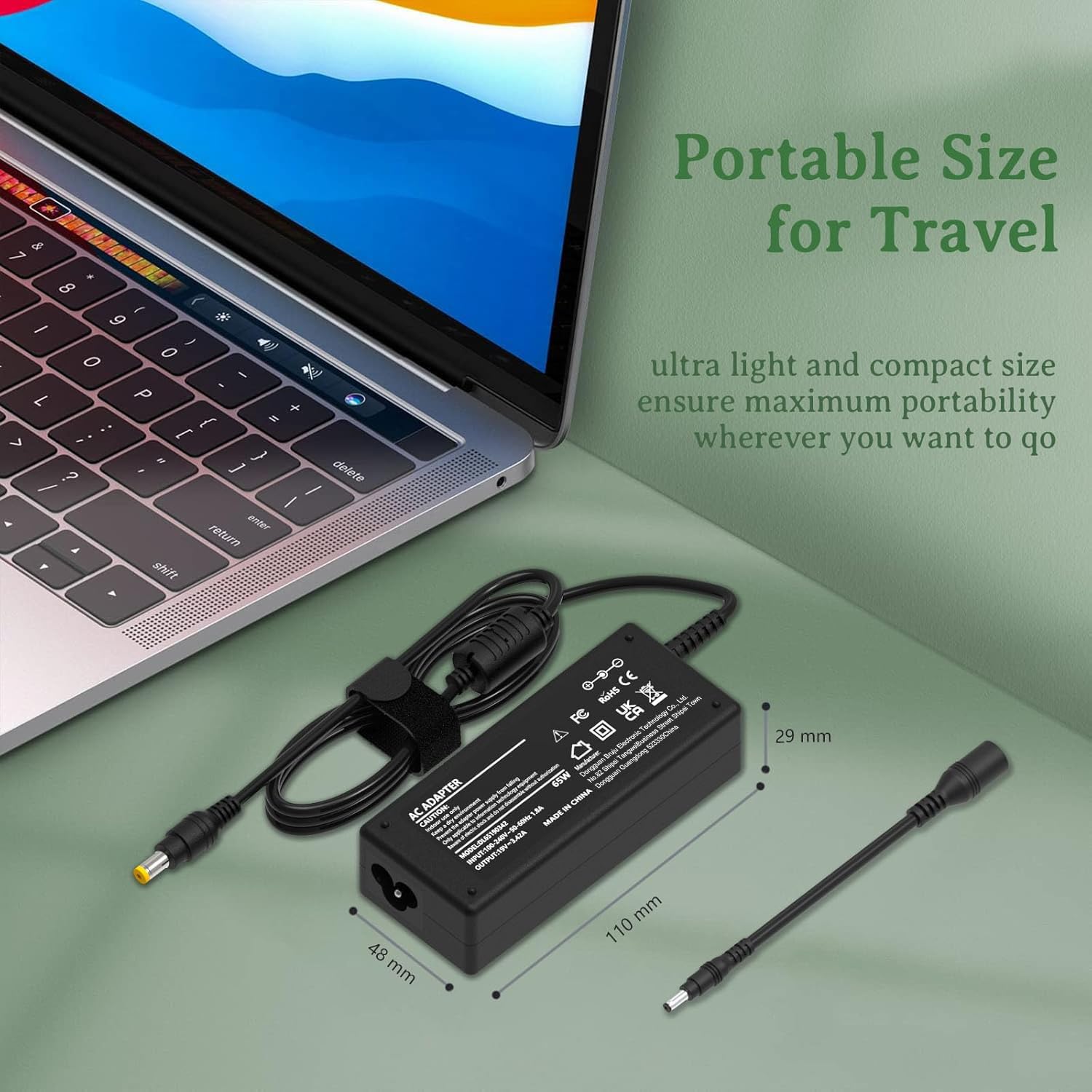 shefor Caricabatterie 65W Alimentatore per Acer Aspire 3 5 E3 E5 E15 ES1 ES15 A315 A515 V3 V5 Swift 3 1 5 SF314-52 SF314-51 Spin 1 3 5 SP111 SP314 Chromebook 11 13 14 19V 3.42A Caricatore PC Portatile