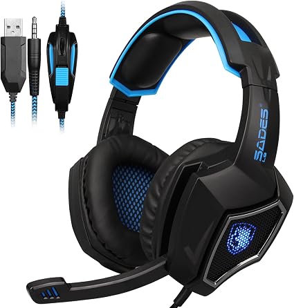LIHAO Cuffie Gaming per PS4/Telefono, Sades SA-L9 Cuffie Gamer Headset con  Microfono, Versione LED : Amazon.it: Informatica