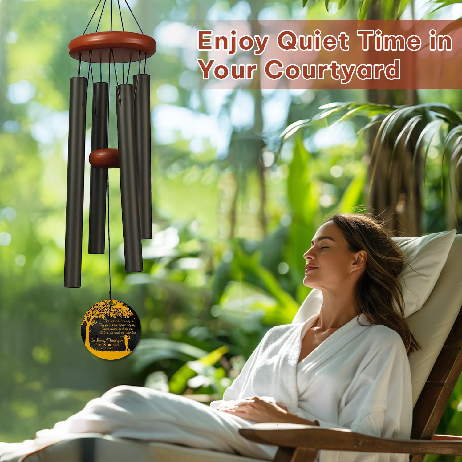 Personalized Memorial Wind Chimes for Outdoors with Golf Tribute “Heaven’s Greens” – Custom Name and Memorial Years – Meaningful Sympathy Remembrance Gift for Loss of Loved One Garden Porch or Home
