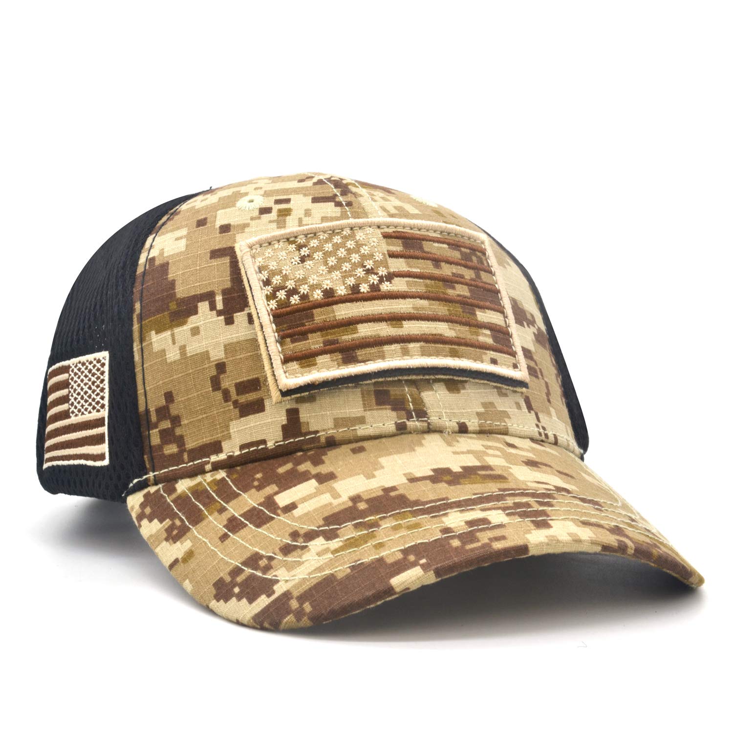 yeyimei Baseball Cap Low Profile American USA Flag Hat Adjustable Camo Mesh Unisex Caps