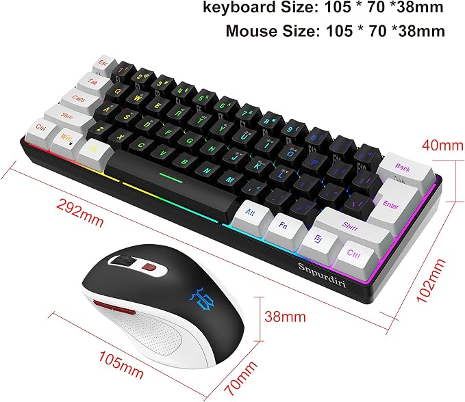 Teclado gamer 60% Snpurdiri con conectividad USB miniatura 5