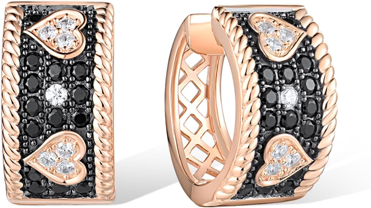 Santuzza 925 Sterling Silver Gemstone Openwork White Cubic Zirconia Hoop Earrings for Women