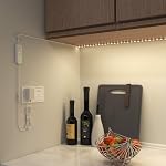 Éclairage LED sous cabinet MYPLUS, kit de bandes lumineuses LED de 16,4 pi avec contrôle de variation pour cuisine, cabinet, étagère, comptoir, chambre et décoration, blanc chaud 3000K, 1050LM