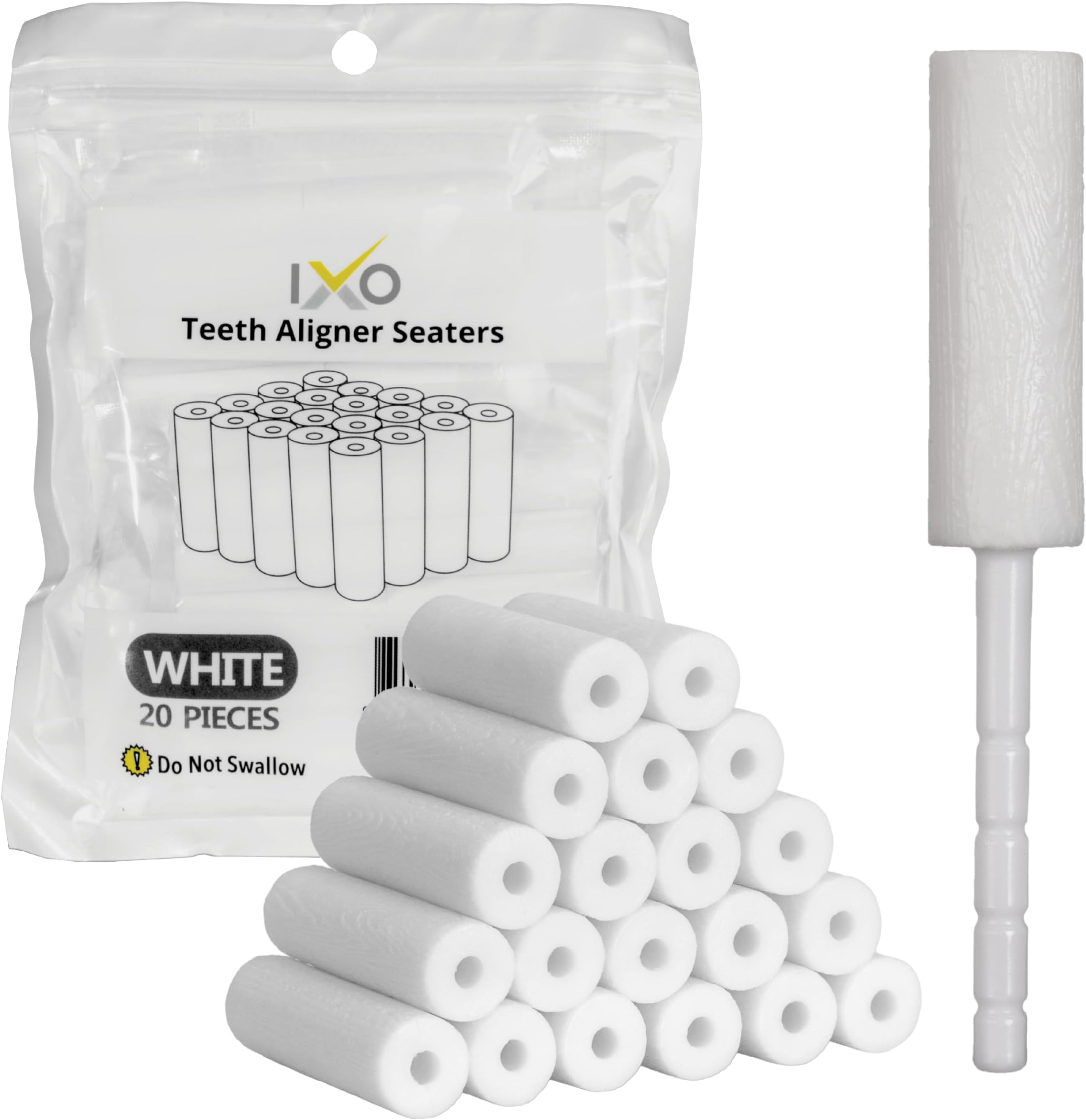 IXO Aligner Chewies for Invisalign Aligners - Chewies Invisalign Accessories - Aligner Chewies for Invisalign Trays, Orthodontic Chewies with 10 Aligner Seater Handles - 20 Pack - Unscented