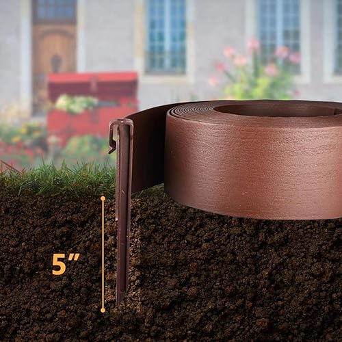 Miniatura 6 de Kit de bordes de paisaje, incluye tabla de terraza de 4 pulgadas de alto y 40 pies de longitud, 20 picos duraderos, tijeras de podar profesionales