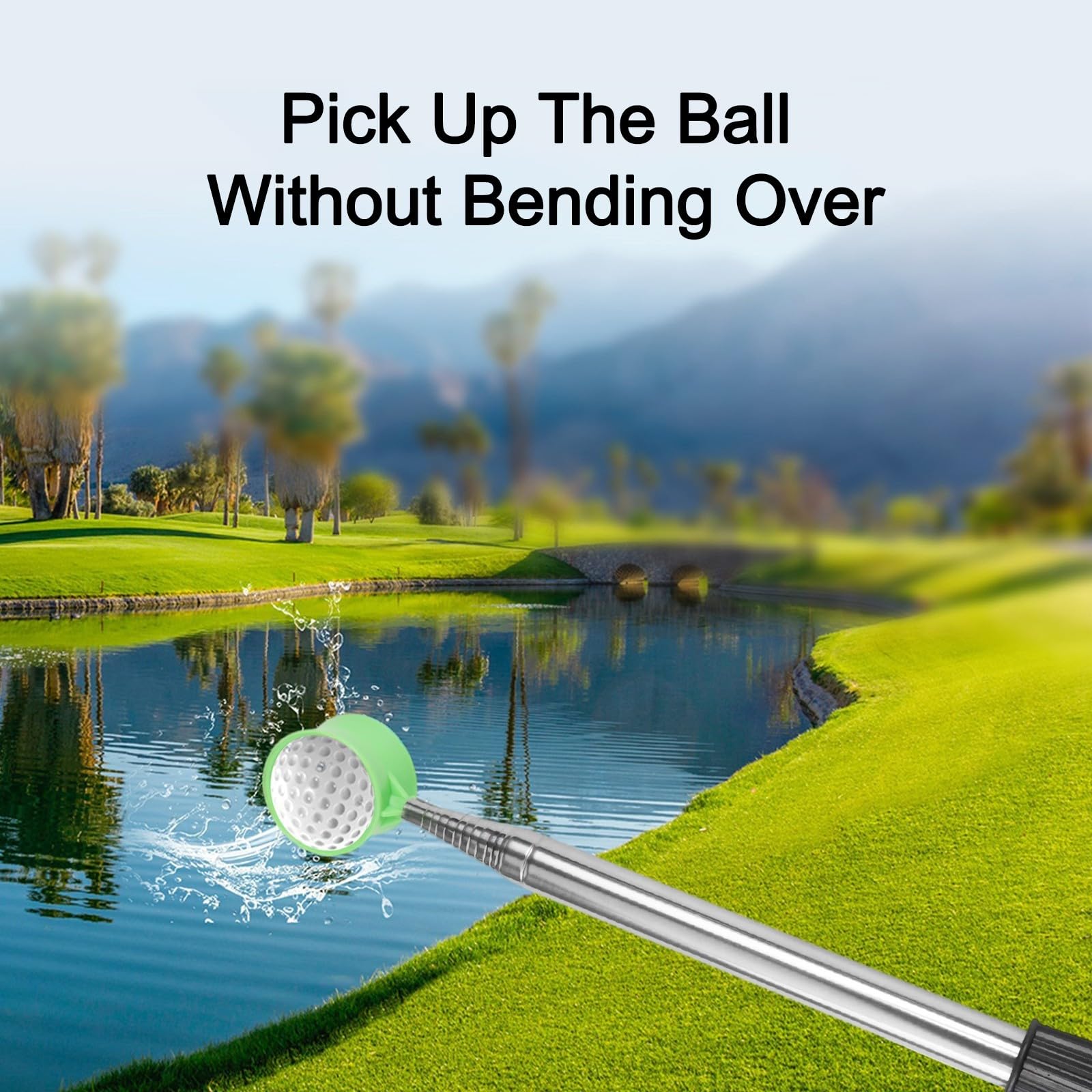 Recupero palline da golf telescopico in acciaio inox, 2,7 m 3,7 m, strumento di raccolta estensibile con impugnatura antiscivolo, ideale per laghetti e fanghi, accessori per corsi d'acqua