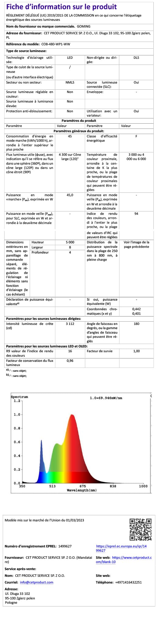 GOMING 24V 5M COB Striscia LED Bianco Naturale 4000K Impermeabile IP65 CRI 93+ Alta Densità 480LED/M Senza Punti Luce Alta Luminosità Flessibile Luci LED per Soggiorno Decorare(Senza Alimentazione)
