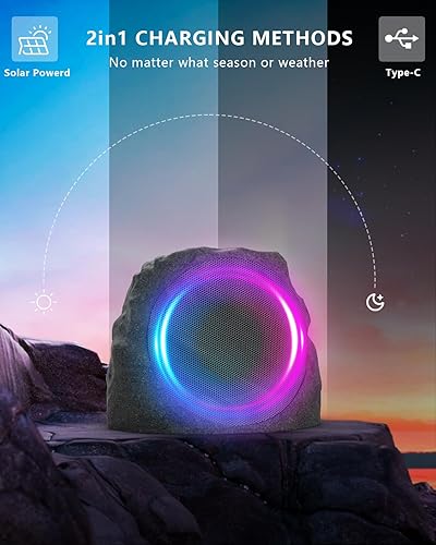 Miniatura 3 de Altavoces para exteriores Bluetooth impermeables para patio, conexión TWS para exteriores, altavoces Bluetooth inalámbricos, alimentados por energía