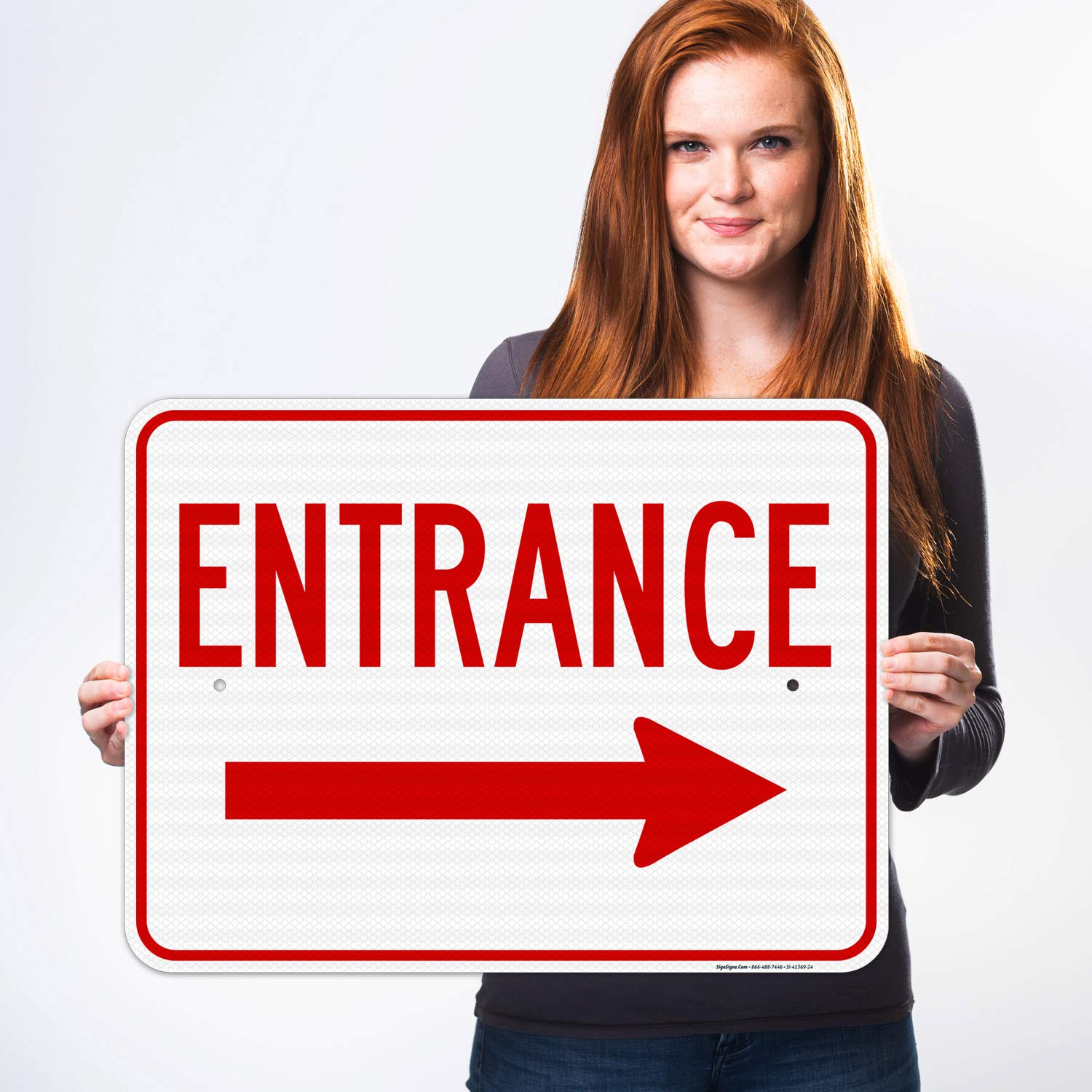 Right Arrow Entrance Sign, 18x24 Inches, 3M EGP Reflective .080 Aluminum, Fade Resistant, Easy Mounting, Indoor/Outdoor Use, Made in USA