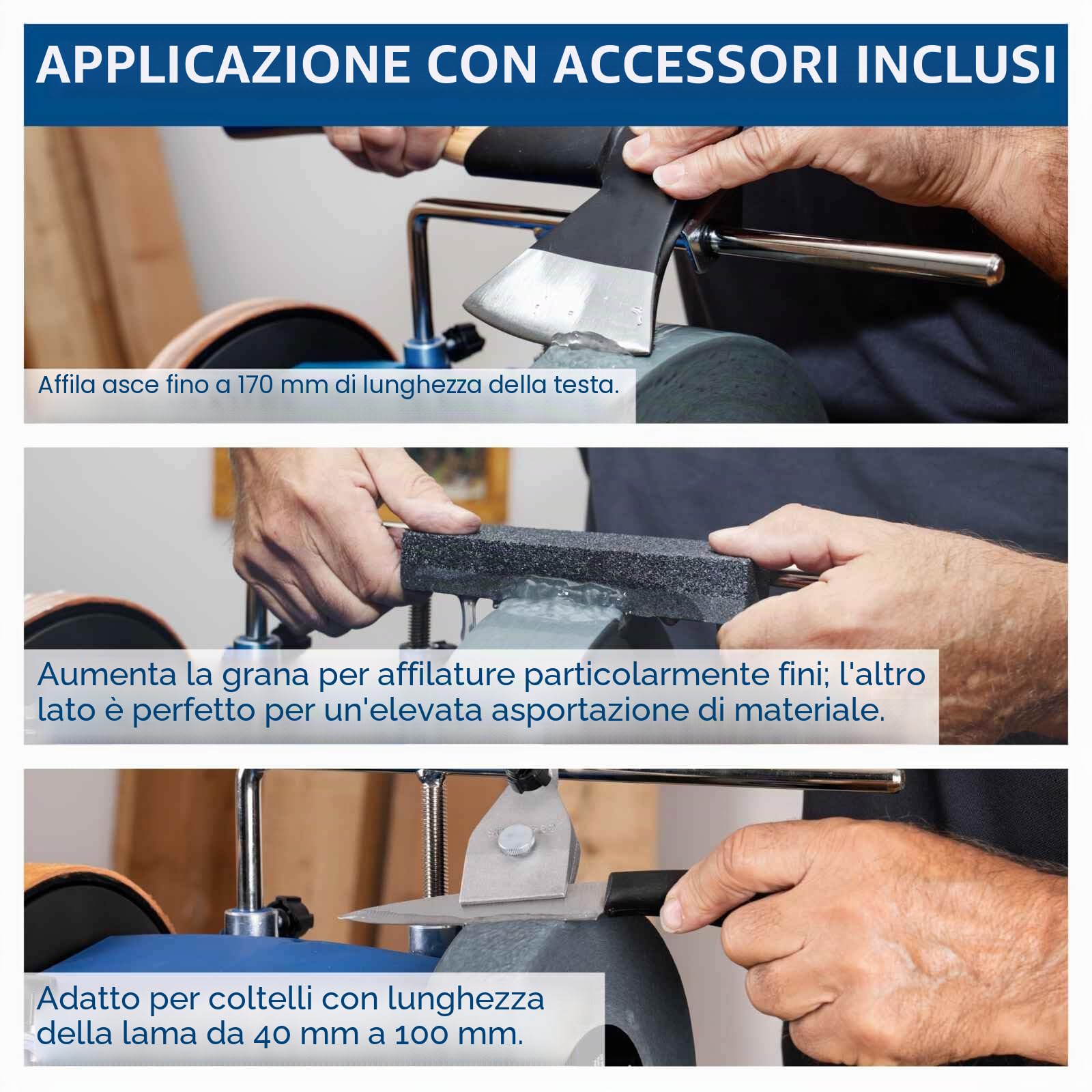 Scheppach Sistema di rettifica a umido TIGER5000S con kit Homekit, motore a induzione da 150 W, pietra abrasiva in corindone prezioso con diametro di 200 mm, dispositivo 40/60/70, con pasta