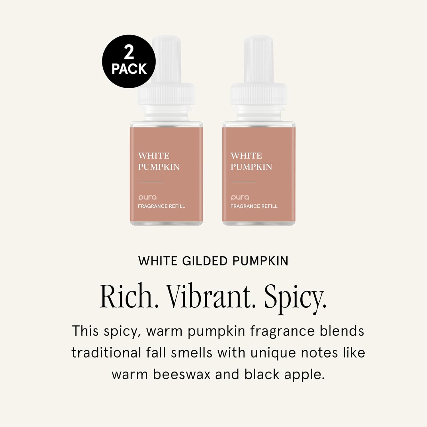 PuraHome Scent Refill - Smart Home Air Diffuser - Up to 120-Hours of Luxury Fragrance per Refill - Home Essential - Clean & Safe Diffuser Fragrance - 2 Pack, White Pumpkin