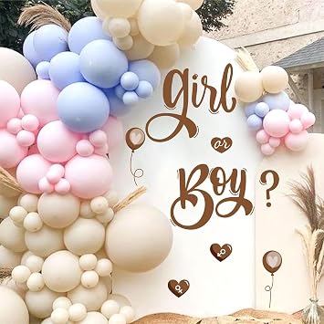 Boy or Girl Signs Decals Gender Reveal Party Decorations Sticker Vinyl Baby Shower Party Sign Decor for Backdrop Peel and Stick He or She Welcome Sign Sticker Decal for Balloon Arch Pregnancy Supplies