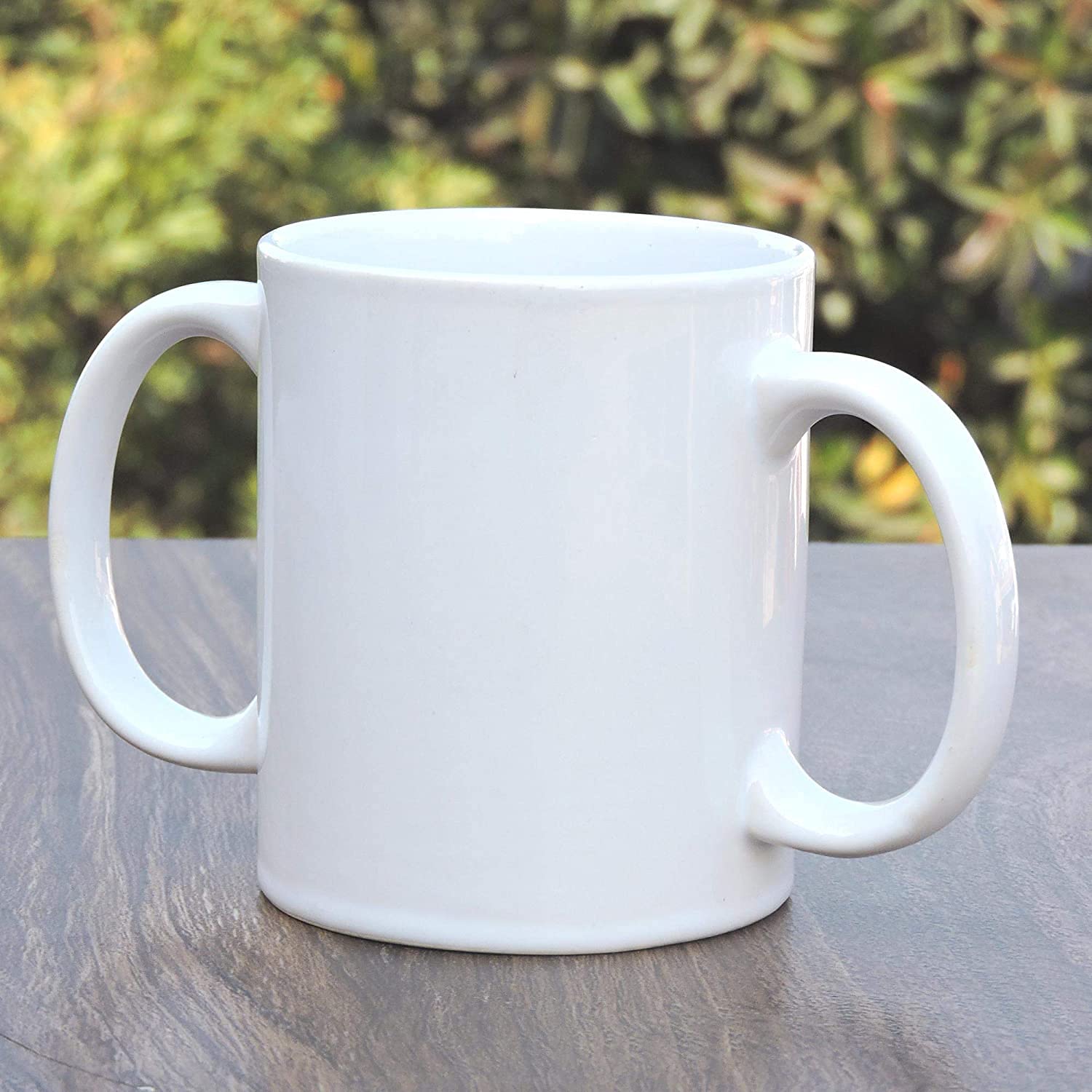 ANCIENTIMPEX Taza de cerámica de doble asa (2 asas) para un agarre seguro, 350 ml, color blanco