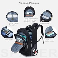SPAHER Lopásbiztos Gurulós Hátizsák 45x36x20 cm easyJet Kézipoggyász Méretű 14 Colos Laptop Táska Vízálló Kerekekkel Utazáshoz Férfiaknak Nő 4
